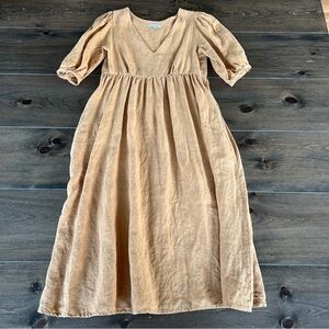 Blue Anemone Tan Textured Fabric